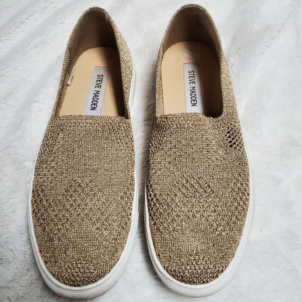 Steve Madden gold loafers